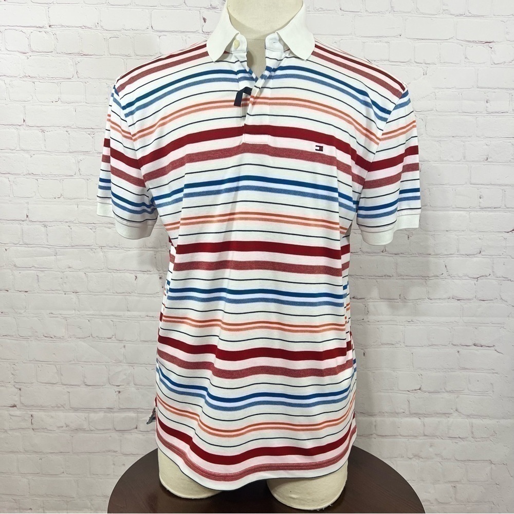 TOMMY HILFIGER POLO SHIRT Stripe Men’s Large